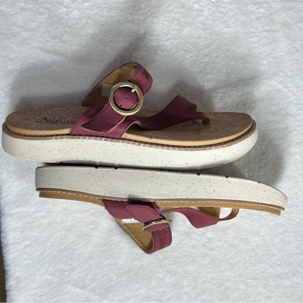 Natural Reflections Burgundy Leather Adjustable Strap Women’s Sandals Size 11 - Picture 5 of 7